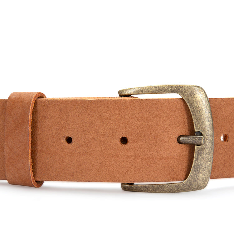 Tan leather Belt with antique brass buckle