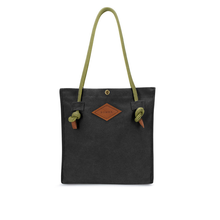 Black canvas Amanzim Tote with rope handles