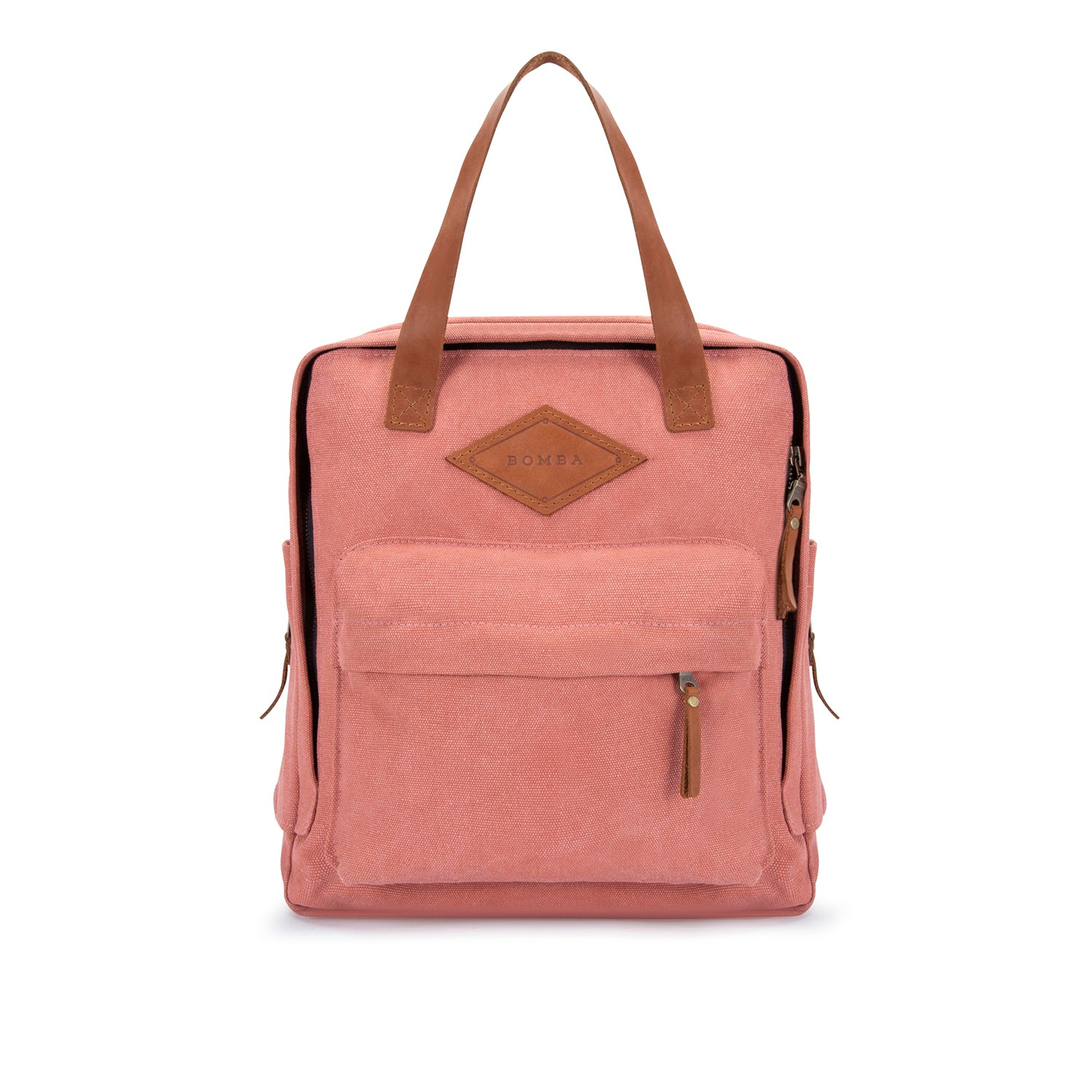 canvas leather backpack pink The Rosie